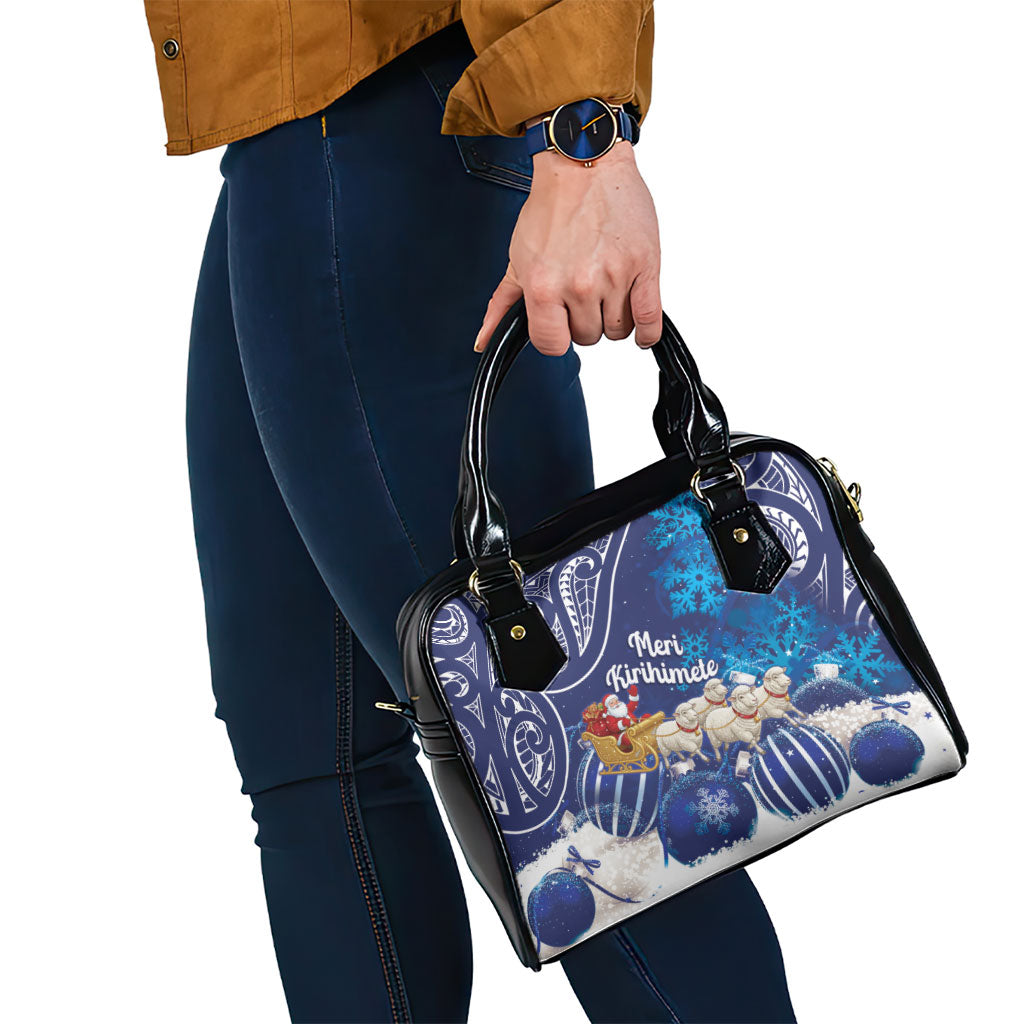 New Zealand Christmas In July Shoulder Handbag Funny Santa Sheep Meri Kirihimete Blue