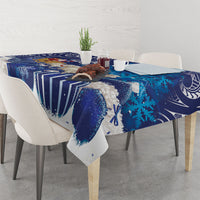 New Zealand Christmas In July Tablecloth Funny Santa Sheep Meri Kirihimete Blue