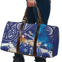 New Zealand Christmas In July Travel Bag Funny Santa Sheep Meri Kirihimete Blue