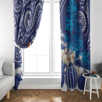 New Zealand Christmas In July Window Curtain Funny Santa Sheep Meri Kirihimete Blue