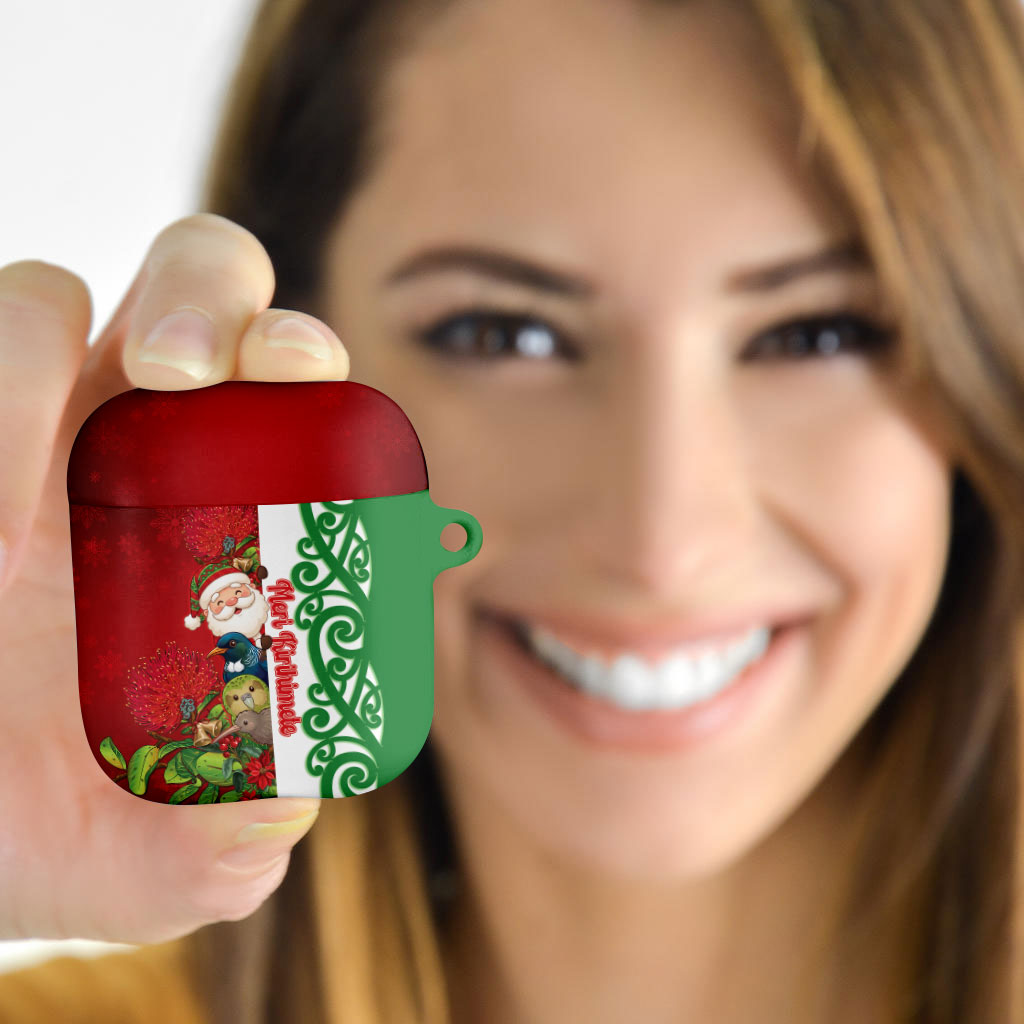Meri Kirihimete New Zealand AirPods Case Cute Santa NZ Animals and Pohutukawa