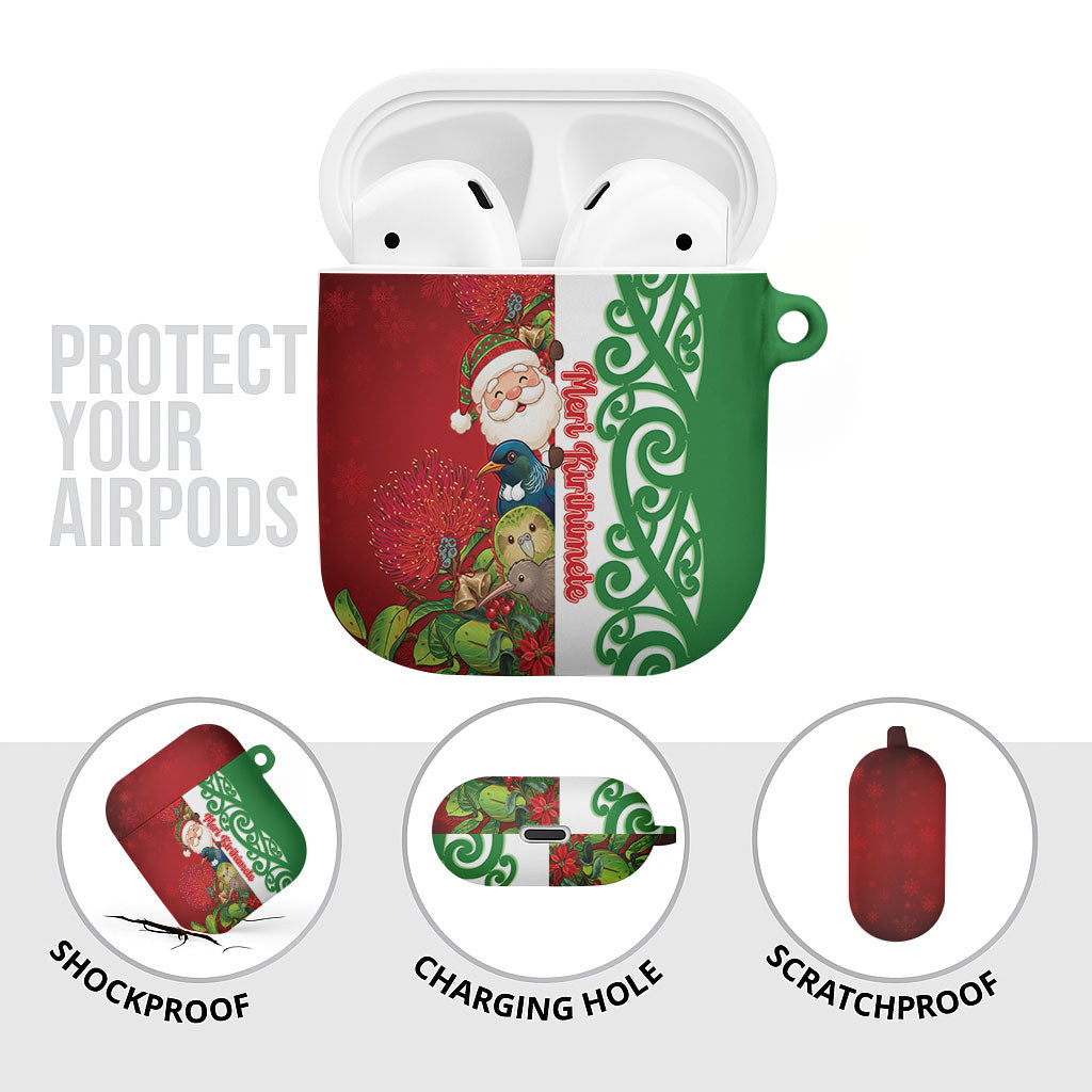 Meri Kirihimete New Zealand AirPods Case Cute Santa NZ Animals and Pohutukawa