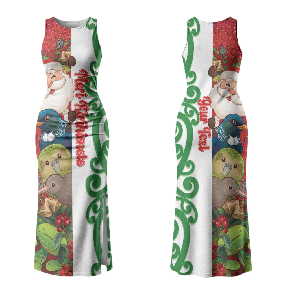 Meri Kirihimete New Zealand Personalised Couples Matching Tank Maxi Dress and Hawaiian Shirt Cute Santa NZ Animals and Pohutukawa LT14 - Polynesian Pride