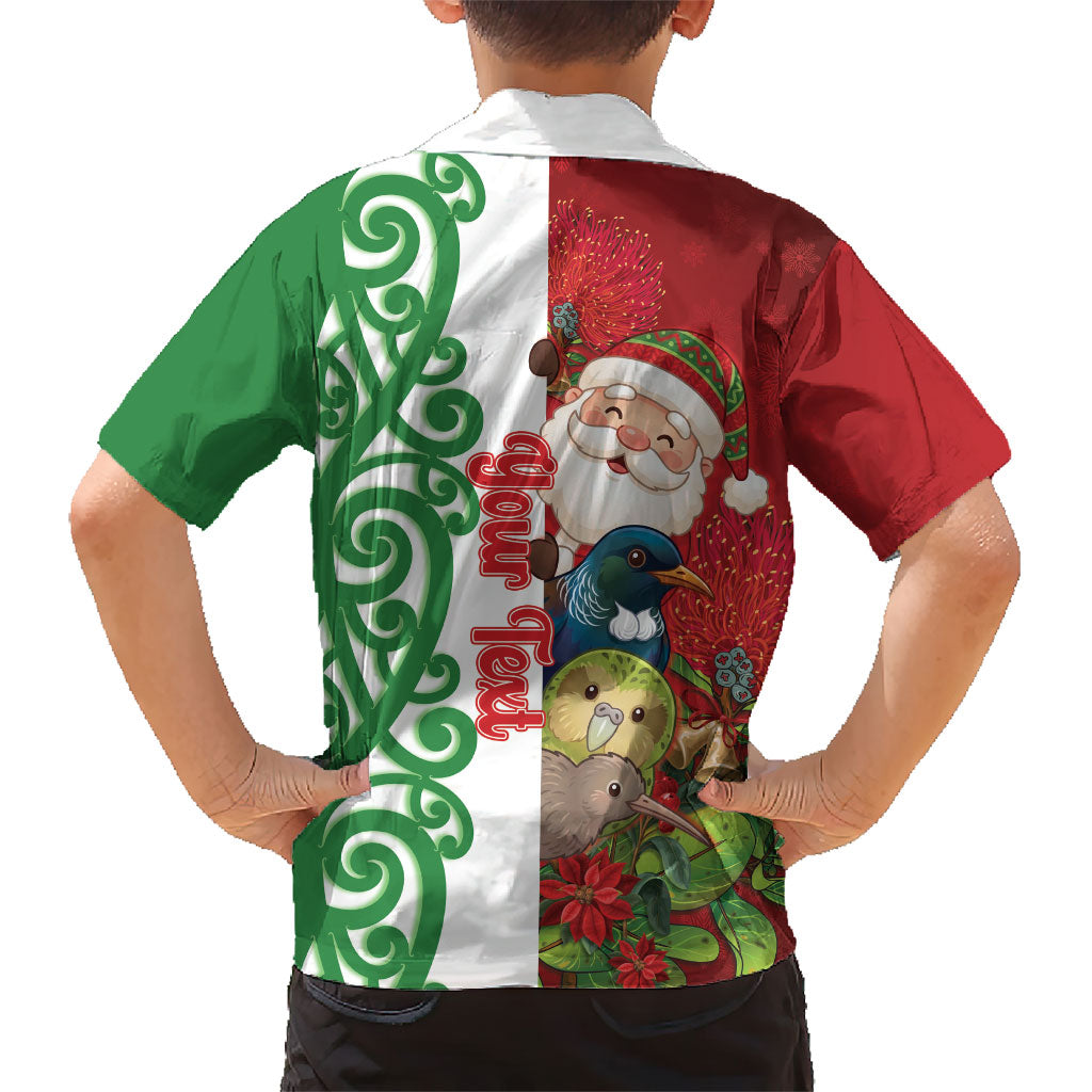 Meri Kirihimete New Zealand Personalised Family Matching Long Sleeve Bodycon Dress and Hawaiian Shirt Cute Santa NZ Animals and Pohutukawa