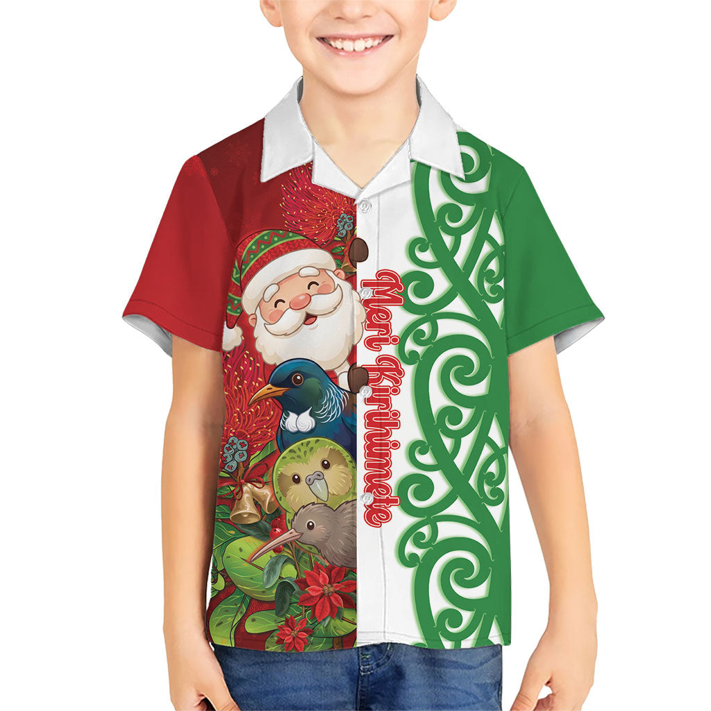 Meri Kirihimete New Zealand Personalised Family Matching Long Sleeve Bodycon Dress and Hawaiian Shirt Cute Santa NZ Animals and Pohutukawa