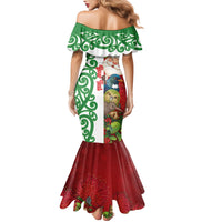 Meri Kirihimete New Zealand Personalised Family Matching Mermaid Dress and Hawaiian Shirt Cute Santa NZ Animals and Pohutukawa