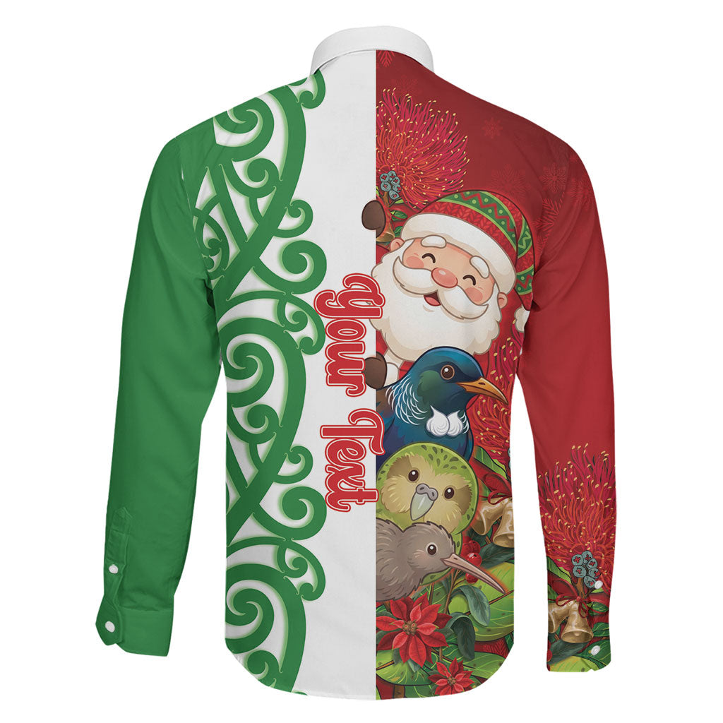 Meri Kirihimete New Zealand Personalised Family Matching Short Sleeve Bodycon Dress and Hawaiian Shirt Cute Santa NZ Animals and Pohutukawa