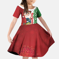 Meri Kirihimete New Zealand Personalised Family Matching Summer Maxi Dress and Hawaiian Shirt Cute Santa NZ Animals and Pohutukawa