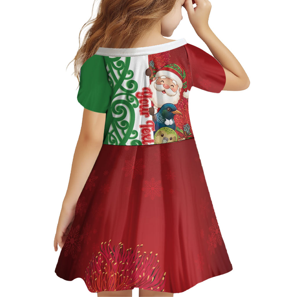 Meri Kirihimete New Zealand Personalised Family Matching Summer Maxi Dress and Hawaiian Shirt Cute Santa NZ Animals and Pohutukawa