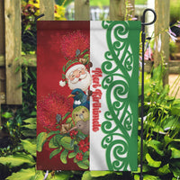 Meri Kirihimete New Zealand Garden Flag Cute Santa NZ Animals and Pohutukawa