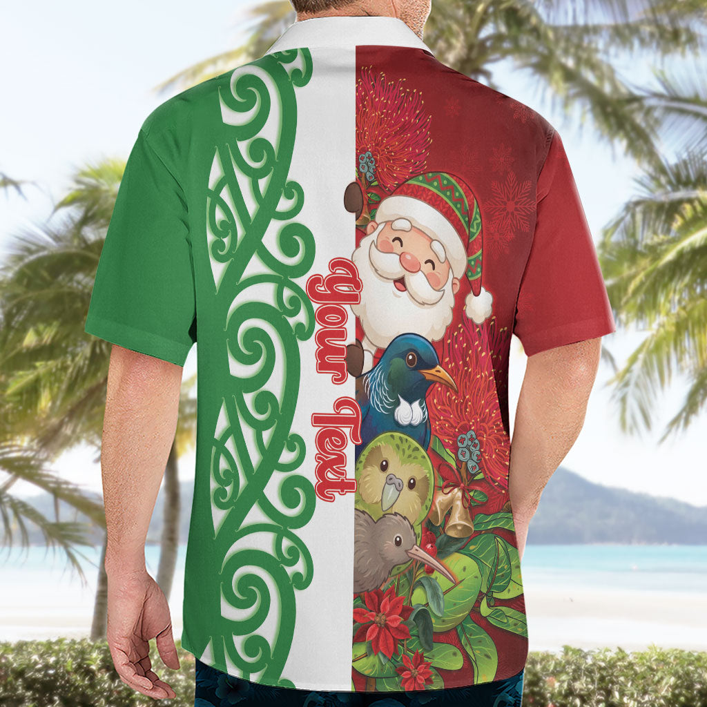 Meri Kirihimete New Zealand Personalised Hawaiian Shirt Cute Santa NZ Animals and Pohutukawa
