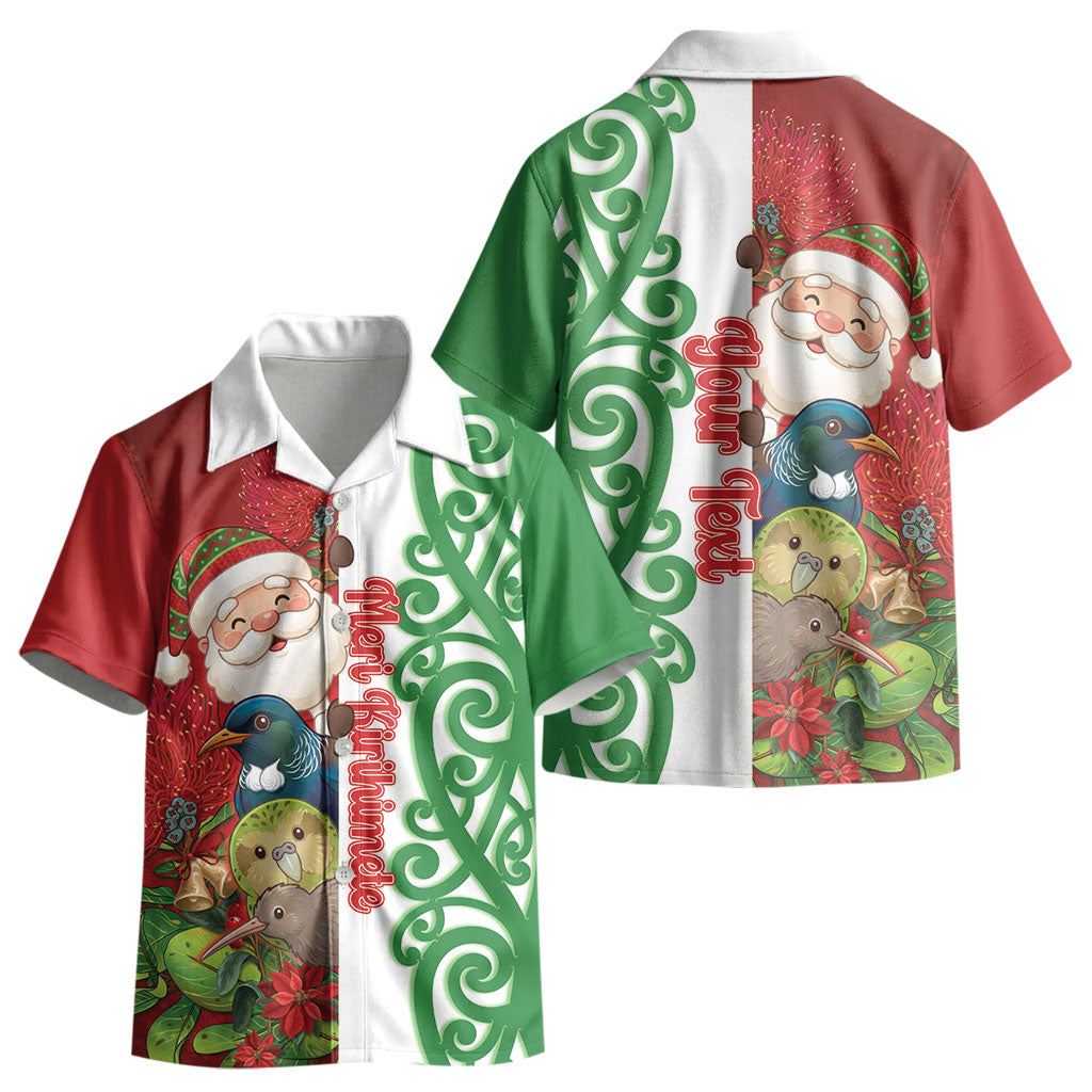 Meri Kirihimete New Zealand Personalised Kid Hawaiian Shirt Cute Santa NZ Animals and Pohutukawa LT14 - Polynesian Pride