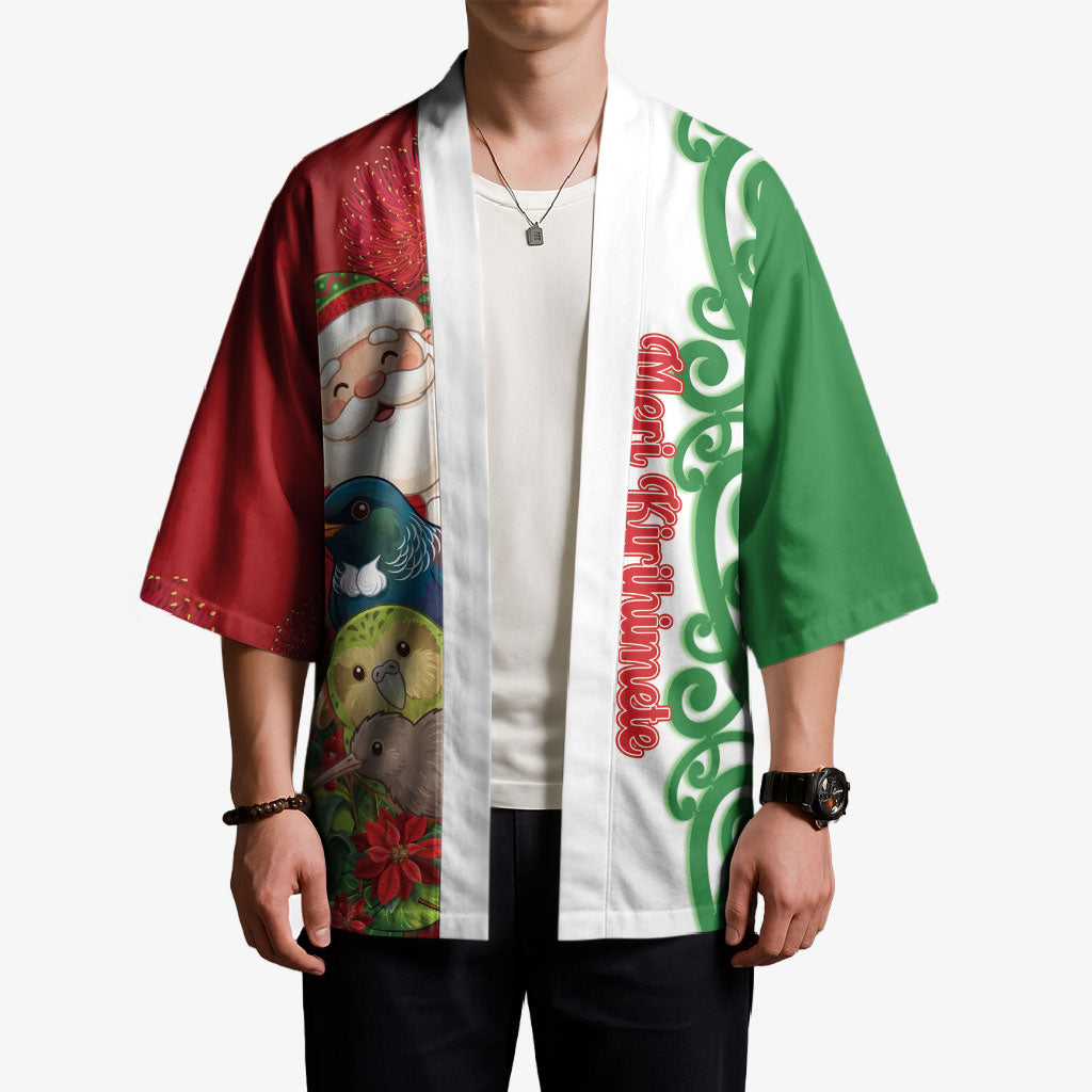 Meri Kirihimete New Zealand Personalised Kimono Cute Santa NZ Animals and Pohutukawa