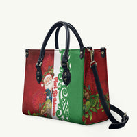 Meri Kirihimete New Zealand Leather Bag Cute Santa NZ Animals and Pohutukawa