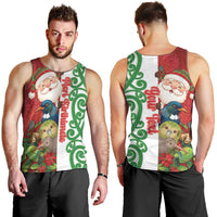 Meri Kirihimete New Zealand Personalised Men Tank Top Cute Santa NZ Animals and Pohutukawa