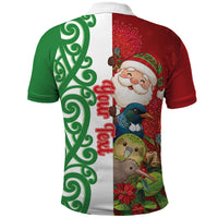 Meri Kirihimete New Zealand Personalised Polo Shirt Cute Santa NZ Animals and Pohutukawa