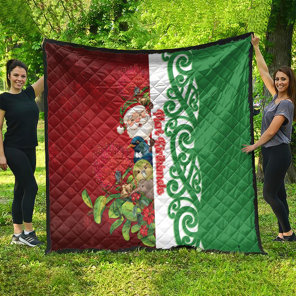 Meri Kirihimete New Zealand Quilt Cute Santa NZ Animals and Pohutukawa