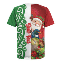 Meri Kirihimete New Zealand Personalised Rugby Jersey Cute Santa NZ Animals and Pohutukawa