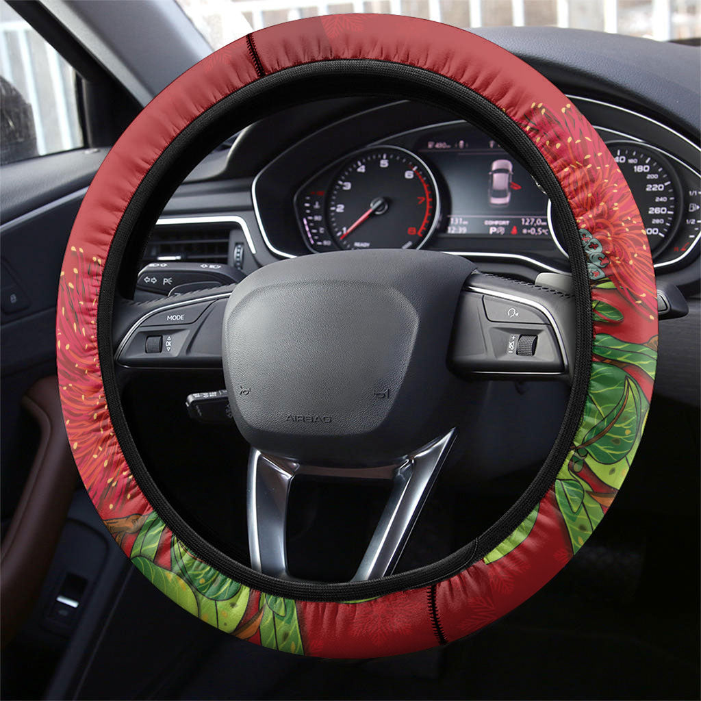 Meri Kirihimete New Zealand Steering Wheel Cover Cute Santa NZ Animals and Pohutukawa