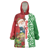 Meri Kirihimete New Zealand Personalised Wearable Blanket Hoodie Cute Santa NZ Animals and Pohutukawa
