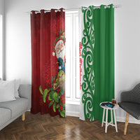 Meri Kirihimete New Zealand Window Curtain Cute Santa NZ Animals and Pohutukawa