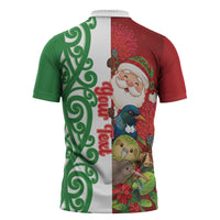 Meri Kirihimete New Zealand Personalised Zipper Polo Shirt Cute Santa NZ Animals and Pohutukawa