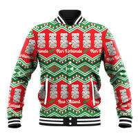 New Zealand Christmas In July Baseball Jacket Meri Kirihimete Hei Tiki Taniko Motifs Seamless