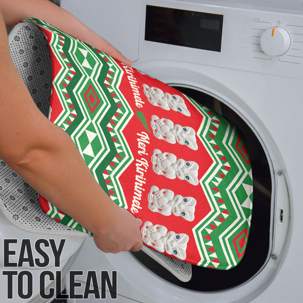 New Zealand Christmas In July Bathroom Set Meri Kirihimete Hei Tiki Taniko Motifs Seamless