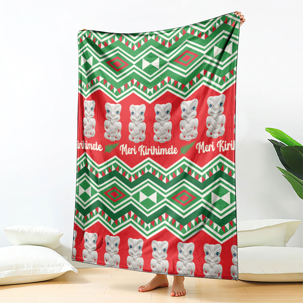 New Zealand Christmas In July Blanket Meri Kirihimete Hei Tiki Taniko Motifs Seamless