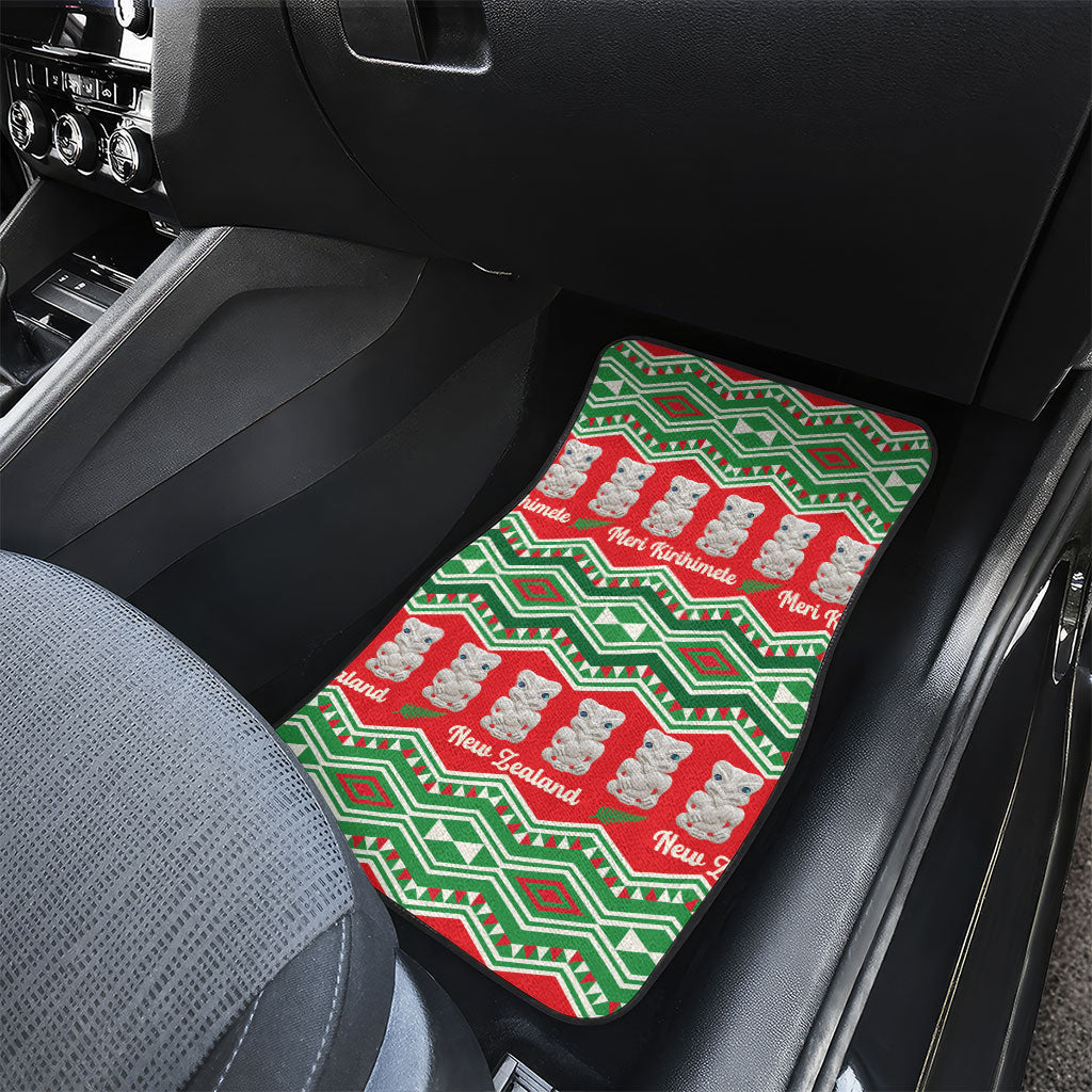 New Zealand Christmas In July Car Mats Meri Kirihimete Hei Tiki Taniko Motifs Seamless