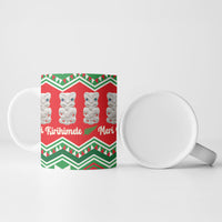 New Zealand Christmas In July Ceramic Mug Meri Kirihimete Hei Tiki Taniko Motifs Seamless