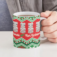 New Zealand Christmas In July Ceramic Mug Meri Kirihimete Hei Tiki Taniko Motifs Seamless