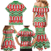 New Zealand Christmas In July Family Matching Mermaid Dress and Hawaiian Shirt Meri Kirihimete Hei Tiki Taniko Motifs Seamless