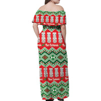 New Zealand Christmas In July Family Matching Off Shoulder Maxi Dress and Hawaiian Shirt Meri Kirihimete Hei Tiki Taniko Motifs Seamless