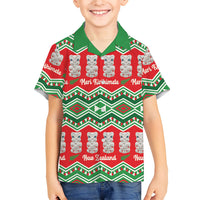New Zealand Christmas In July Family Matching Puletasi and Hawaiian Shirt Meri Kirihimete Hei Tiki Taniko Motifs Seamless