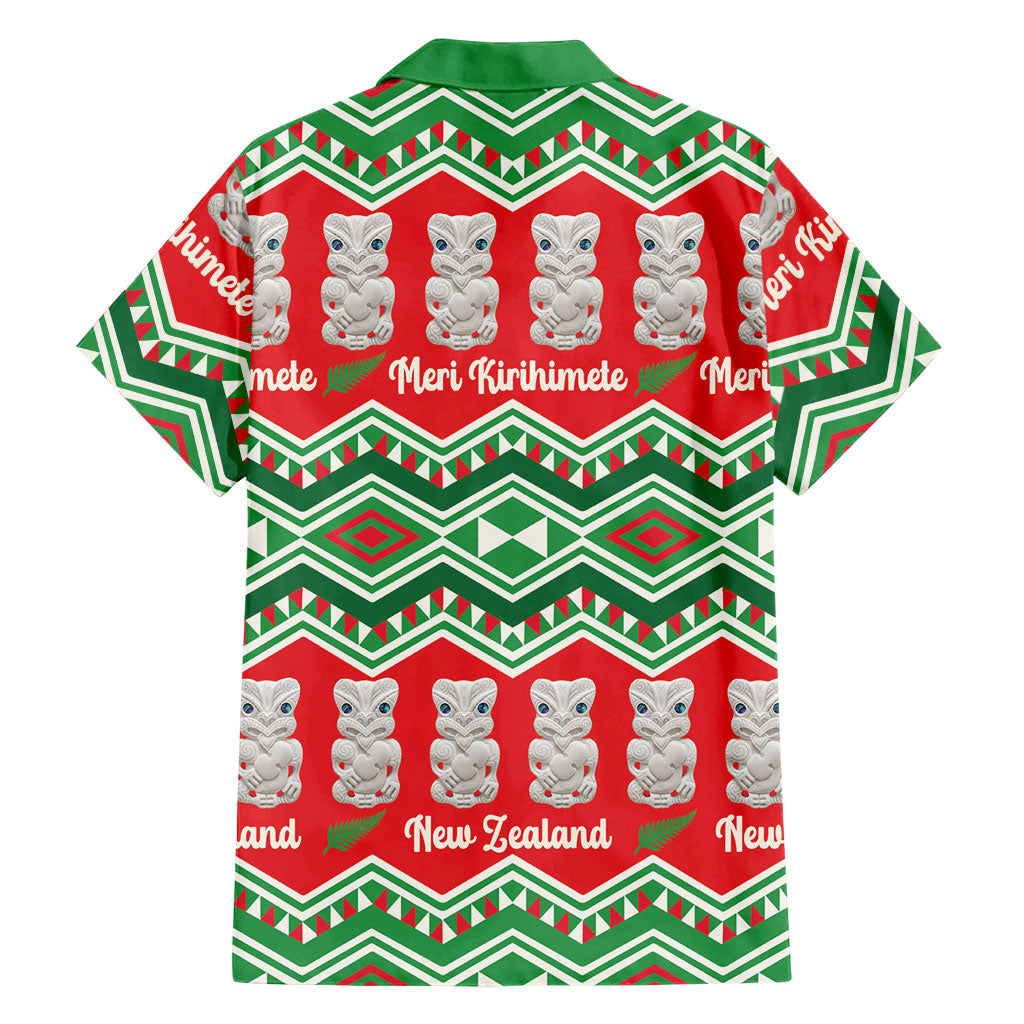 New Zealand Christmas In July Family Matching Tank Maxi Dress and Hawaiian Shirt Meri Kirihimete Hei Tiki Taniko Motifs Seamless