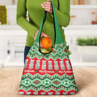 New Zealand Christmas In July Grocery Bag Meri Kirihimete Hei Tiki Taniko Motifs Seamless