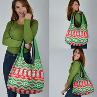 New Zealand Christmas In July Grocery Bag Meri Kirihimete Hei Tiki Taniko Motifs Seamless