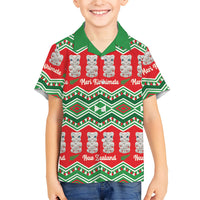 New Zealand Christmas In July Hawaiian Shirt Meri Kirihimete Hei Tiki Taniko Motifs Seamless