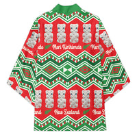 New Zealand Christmas In July Kimono Meri Kirihimete Hei Tiki Taniko Motifs Seamless