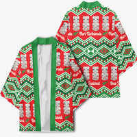 New Zealand Christmas In July Kimono Meri Kirihimete Hei Tiki Taniko Motifs Seamless