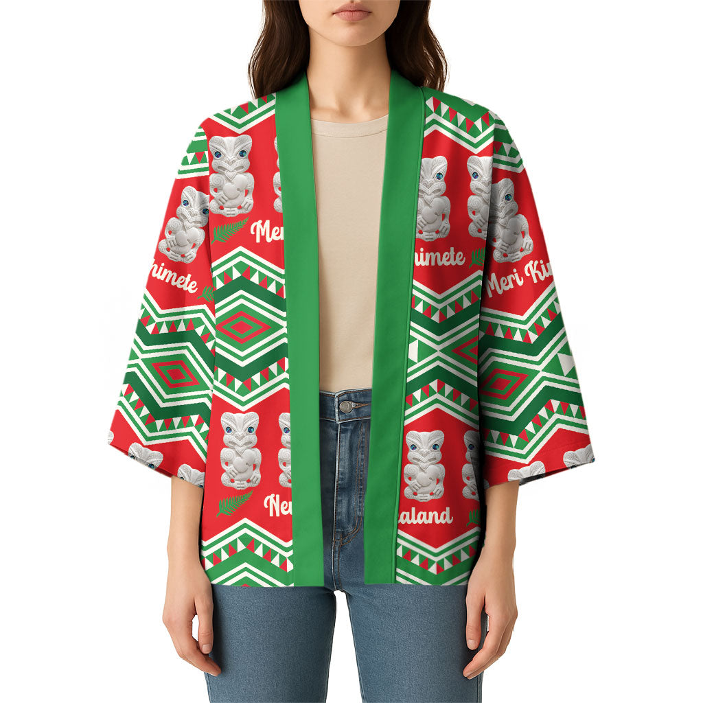 New Zealand Christmas In July Kimono Meri Kirihimete Hei Tiki Taniko Motifs Seamless