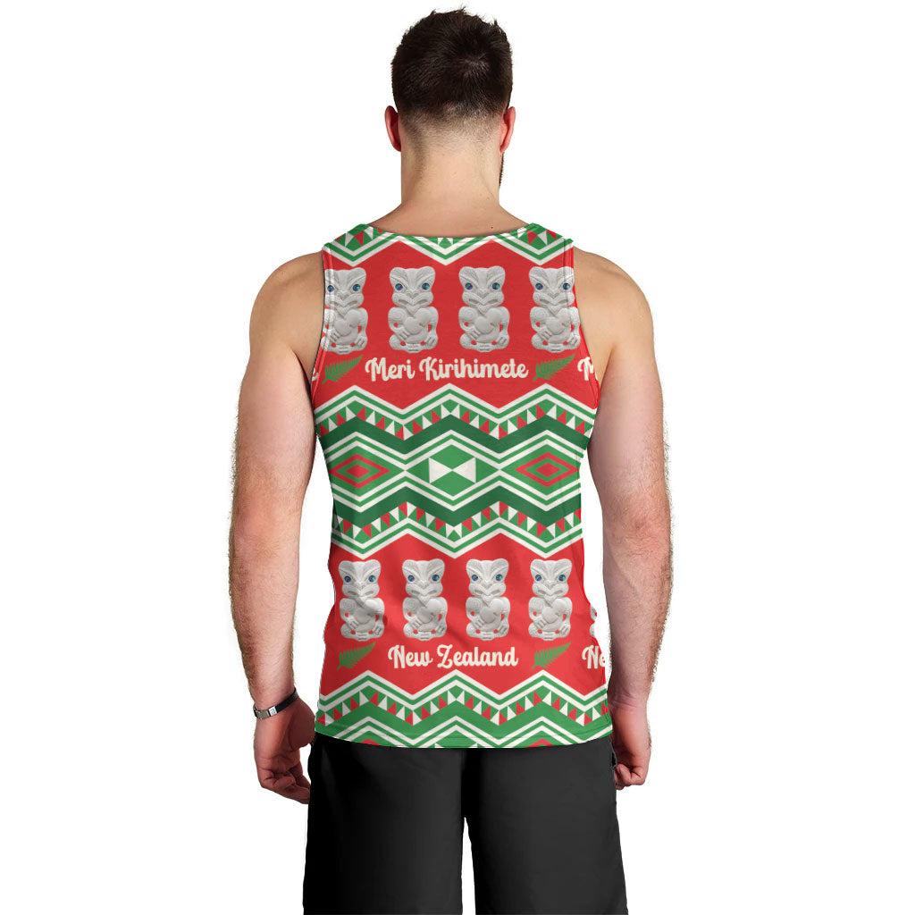 New Zealand Christmas In July Men Tank Top Meri Kirihimete Hei Tiki Taniko Motifs Seamless