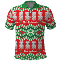 New Zealand Christmas In July Polo Shirt Meri Kirihimete Hei Tiki Taniko Motifs Seamless