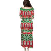 New Zealand Christmas In July Puletasi Meri Kirihimete Hei Tiki Taniko Motifs Seamless