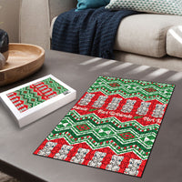 New Zealand Christmas In July Puzzle Meri Kirihimete Hei Tiki Taniko Motifs Seamless