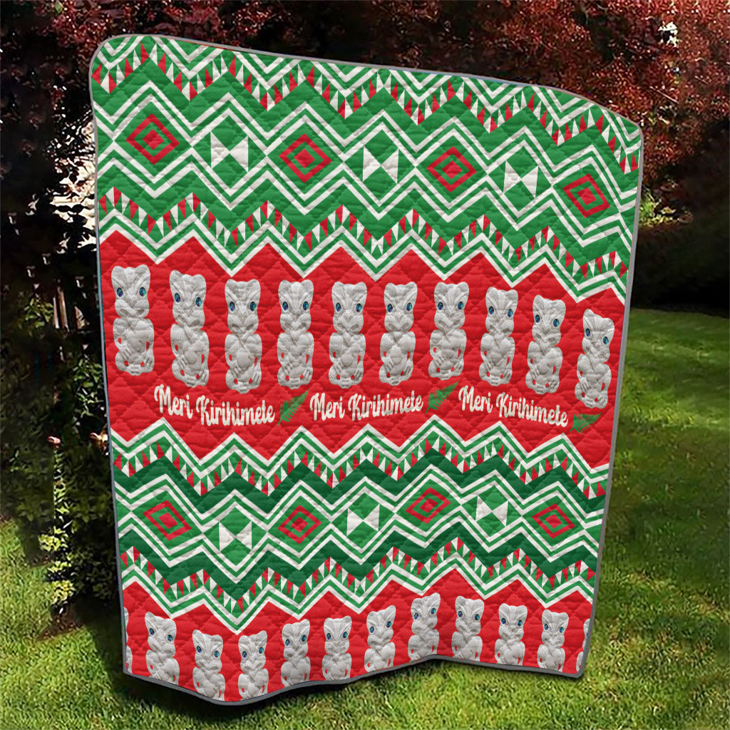 New Zealand Christmas In July Quilt Meri Kirihimete Hei Tiki Taniko Motifs Seamless