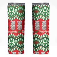 New Zealand Christmas In July Skinny Tumbler Meri Kirihimete Hei Tiki Taniko Motifs Seamless