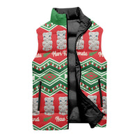 New Zealand Christmas In July Sleeveless Puffer Jacket Meri Kirihimete Hei Tiki Taniko Motifs Seamless