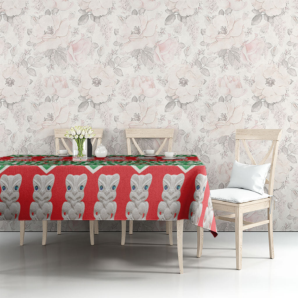 New Zealand Christmas In July Tablecloth Meri Kirihimete Hei Tiki Taniko Motifs Seamless